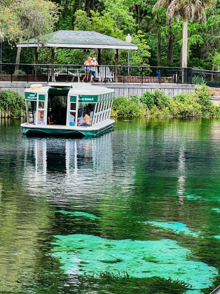 glass bottom boat tour in mammoth springs