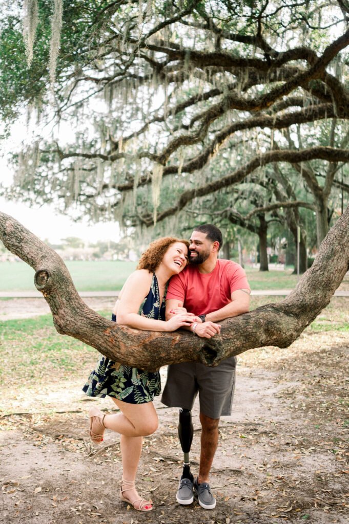yanitza and carlos in forsyth park in savannah owners of next stop adventures outdoor travel blog