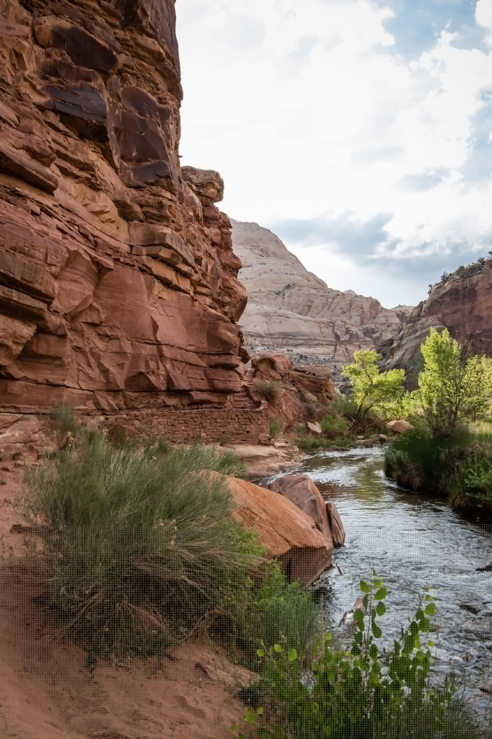 fremont river on hickman bridge trailhead in capitol reef national park