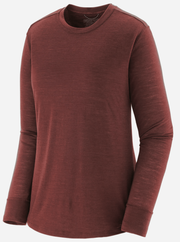 burgundy merino wool long-sleeve shirt by patagonia