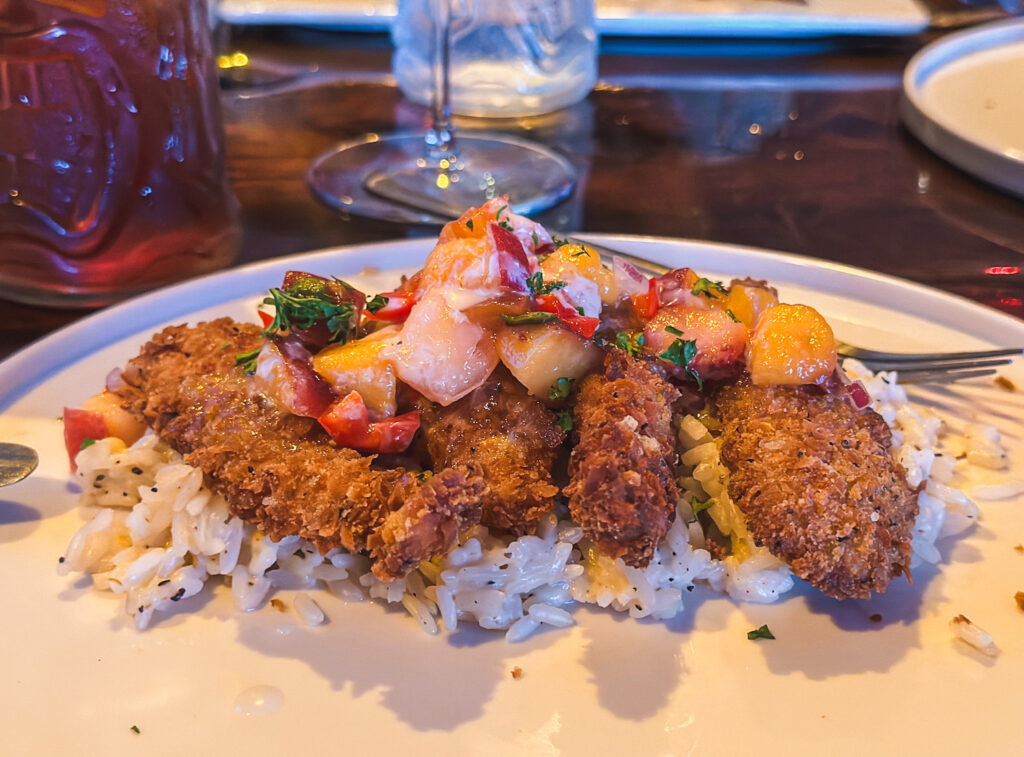 breaded lion fish at trident restaurant in panacea florida