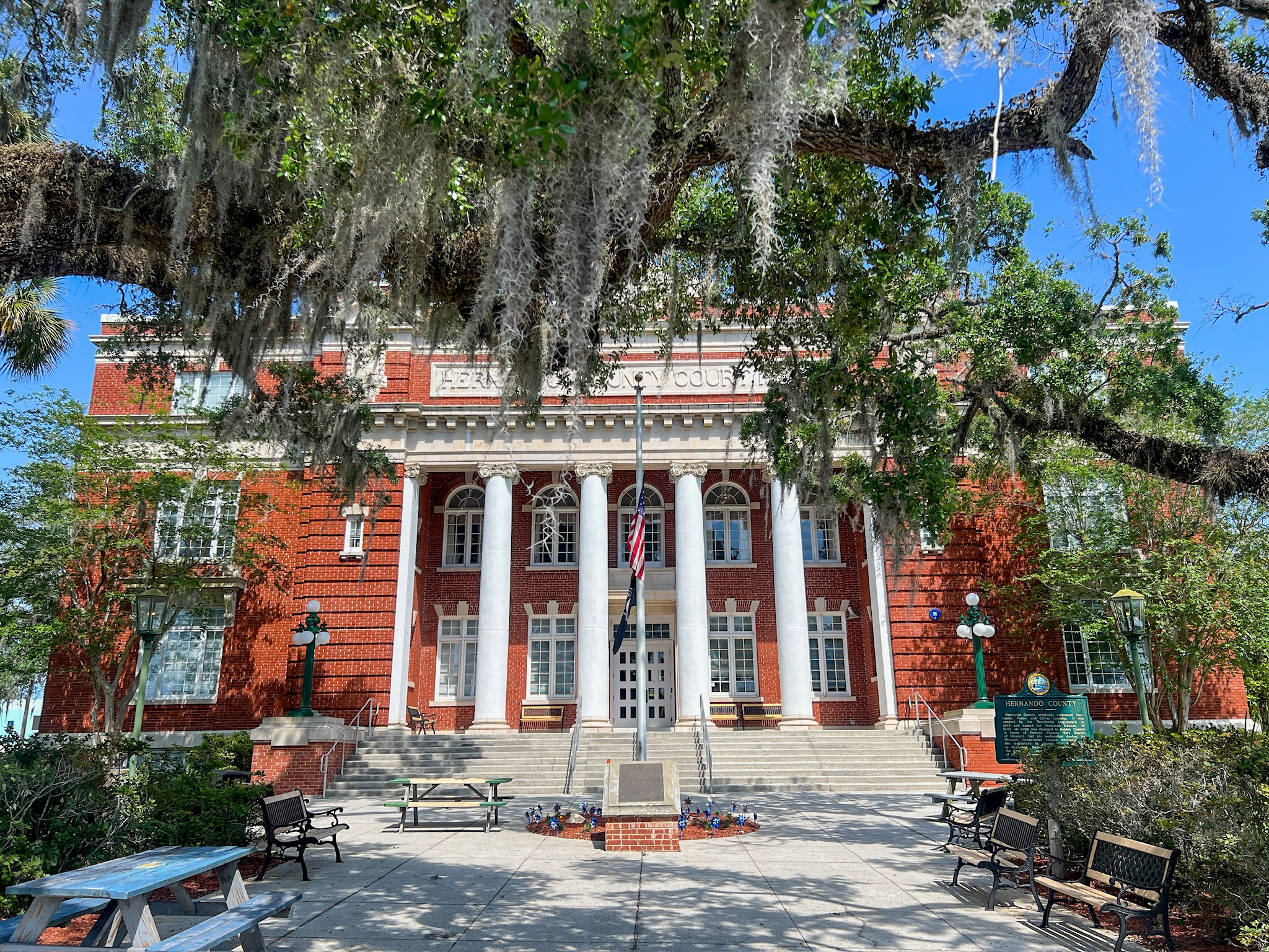 Exterior of the historic Hernando County Courthouse in downtown Brooksville, Florida, a landmark building in one of Florida's most underrated small towns.