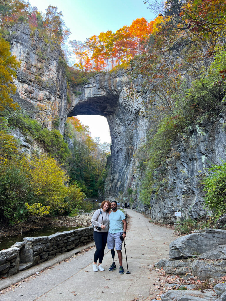 Carlos and I in front of Natural Bridge, the historic bridge in Virginia
