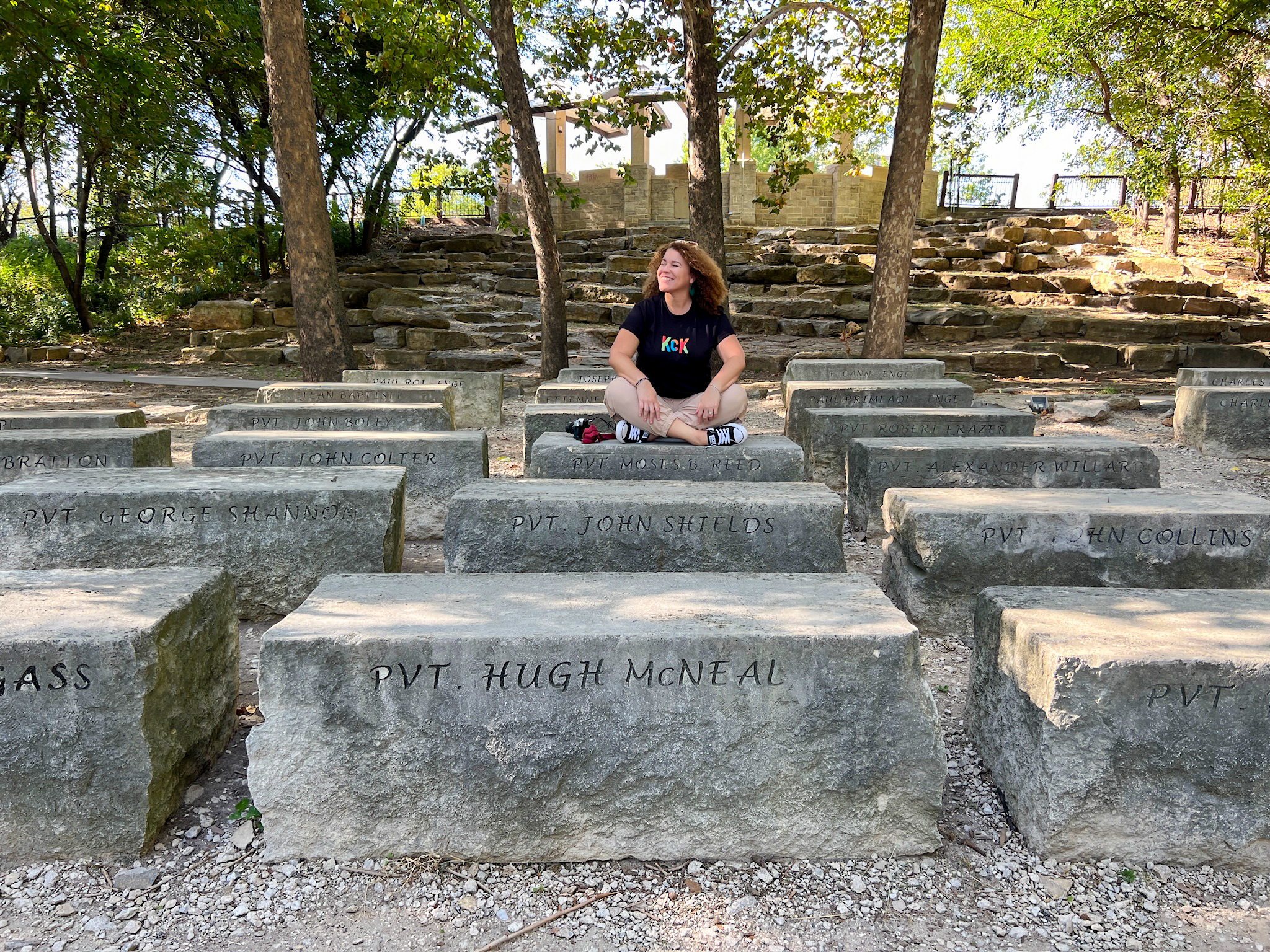 sitting at the Kaw Point Park Amphitheater