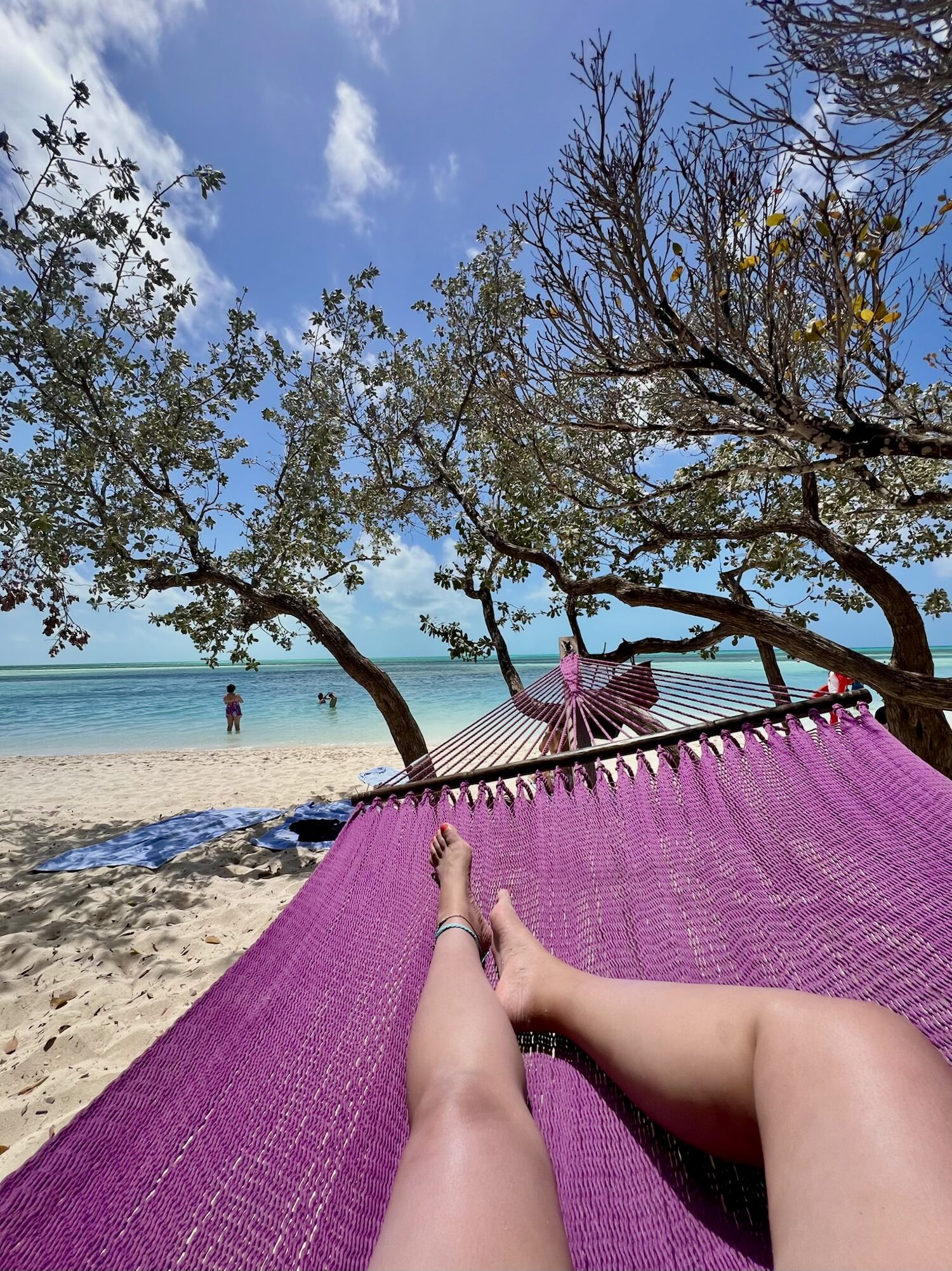 relaxing by a hammock in the Bahamas