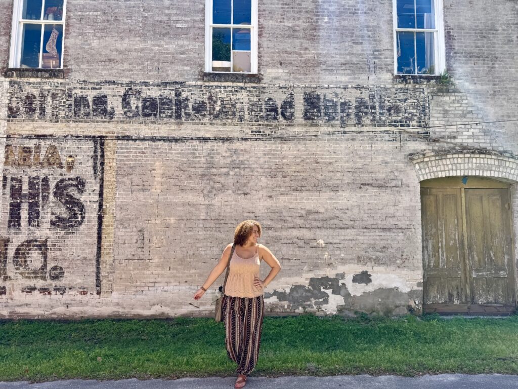 Old commercial brick building in Micanopy Historic District
