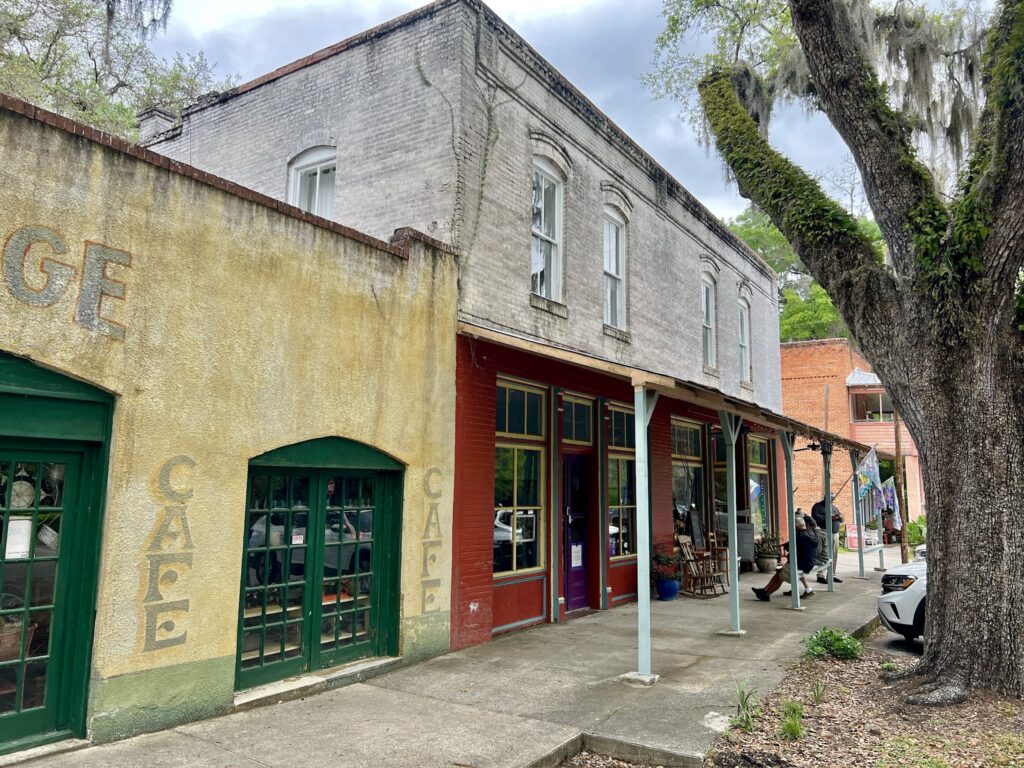 Old buildings and tree-lined streets of Micanopy