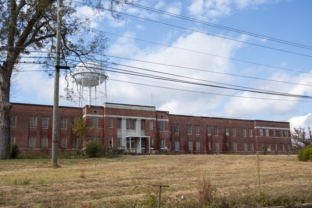 Exterior view of the Binion Building on the Central State Hospital campus in Milledgeville, Georgia, one of the more than 200 buildings that once housed patients at the world's largest psychiatric hospital.
