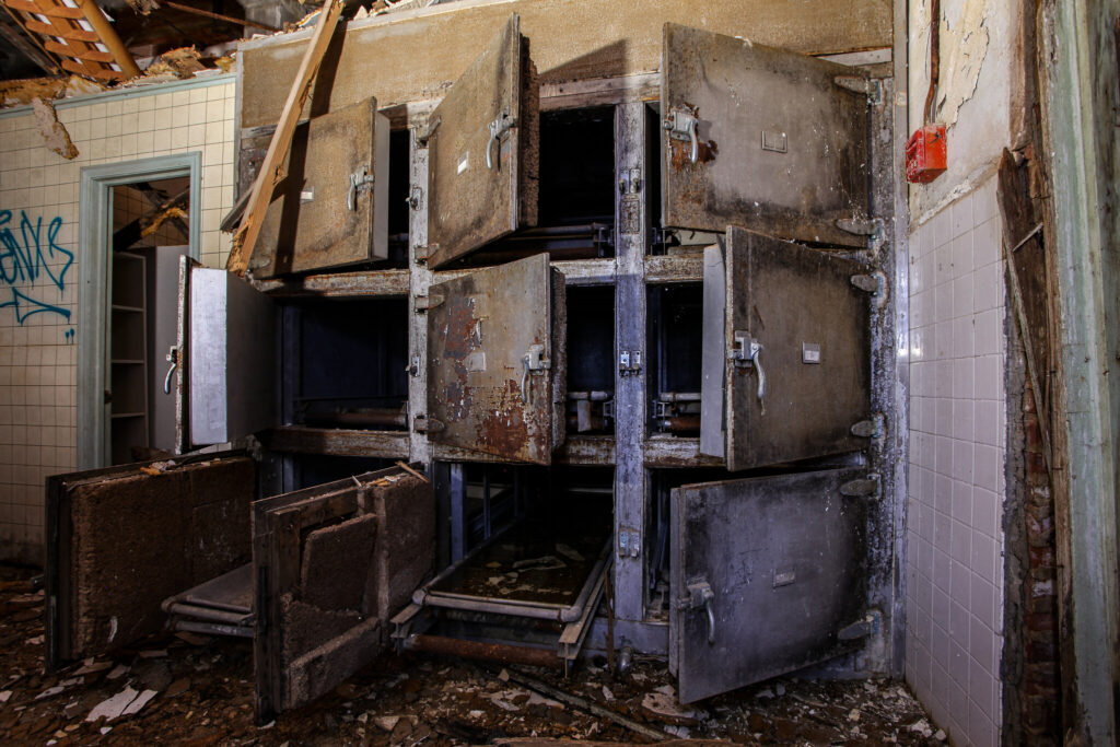 Morgue drawers in the basement of the Jones Building